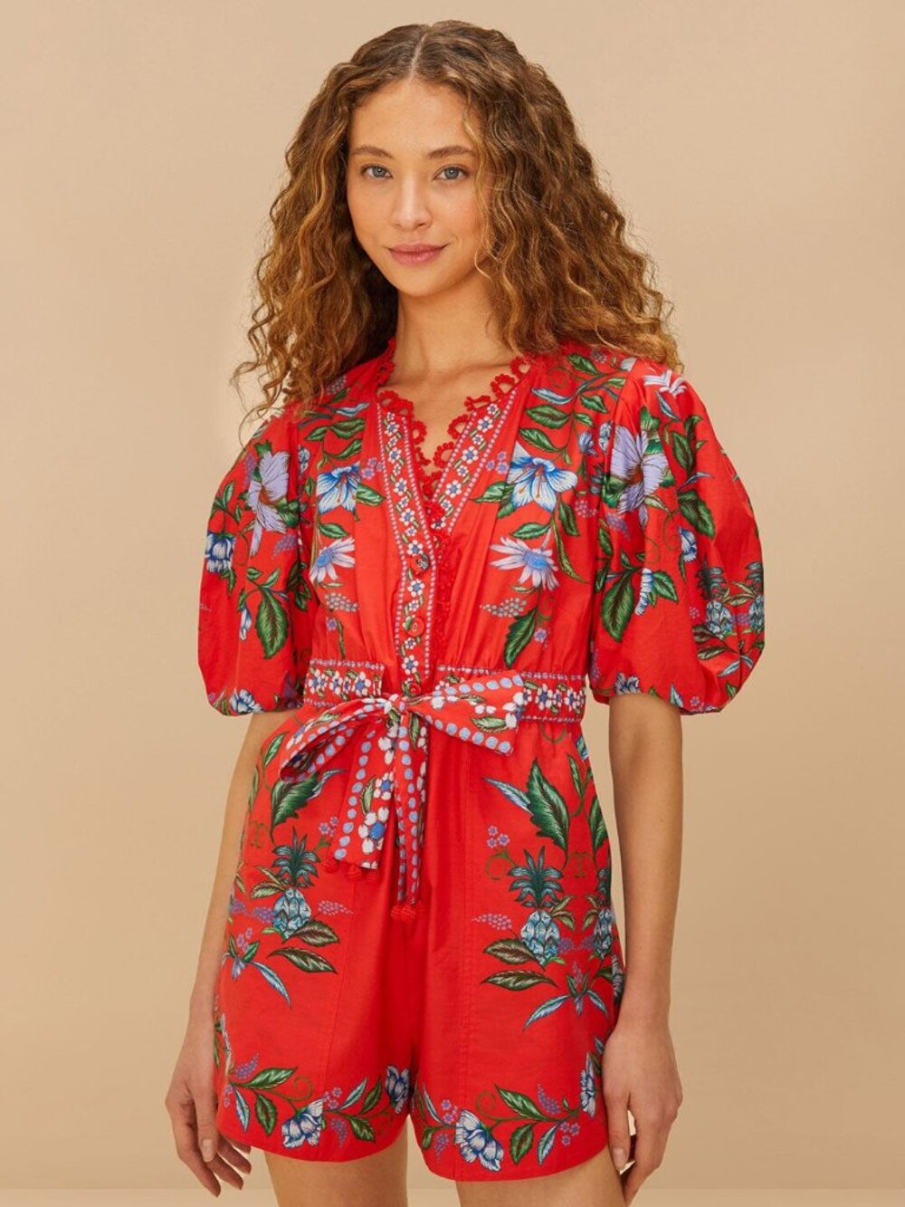NWT Red Sweet Bloom Bouquet Romper M Medium